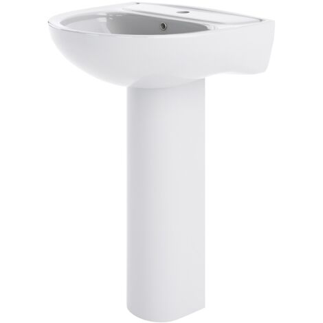Nuie Lawton Basin and Full Pedestal 550mm Wide - 1 Tap Hole (1/5)