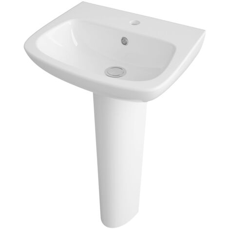 Nuie Ambrose Basin and Full Pedestal 450mm Wide - 1 Tap Hole (1/7)
