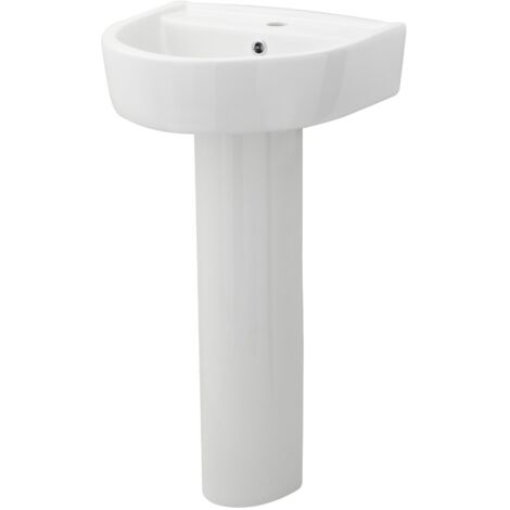 Nuie Provost Basin and Full Pedestal 420mm Wide - 1 Tap Hole (1/5)