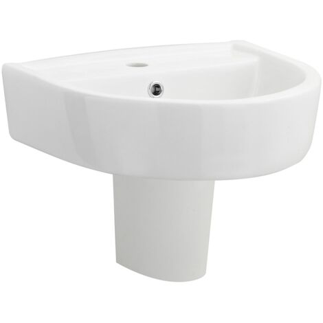 Nuie Provost Basin and Semi Pedestal 420mm Wide - 1 Tap Hole (1/3)