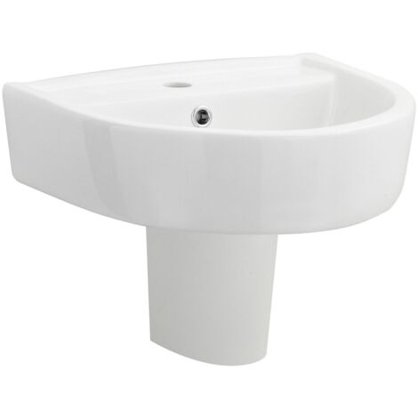 Nuie Provost Basin and Semi Pedestal 520mm Wide - 1 Tap Hole (1/3)