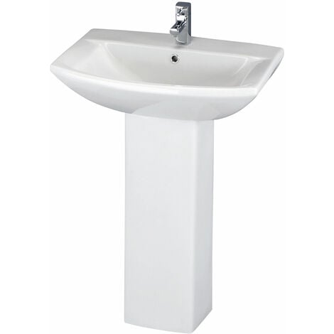 2 Tap Hole Hudson Reed Ryther Basin and Full Pedestal 600mm Wide