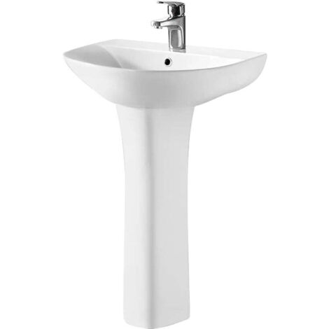 Nuie Freya Basin and Full Pedestal 550mm Wide - 1 Tap Hole (1/5)