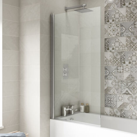 Nuie Pacific Square Hinged Bath Screen 1430mm H x 790mm W - 6mm Glass