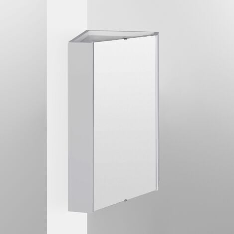 Nuie Mayford Corner Mirrored Bathroom Cabinet 650mm H x 459mm W - White