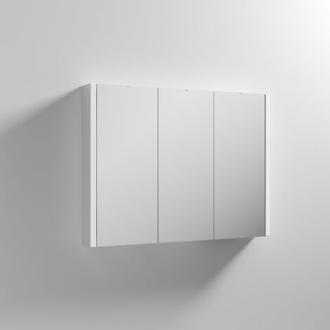 Nuie Eden 3-Door Mirrored Cabinet 650mm H x 900mm W - White (1/4)