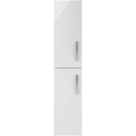 Nuie Athena Wall Hung 2-Door Tall Unit 300mm Wide - Gloss White