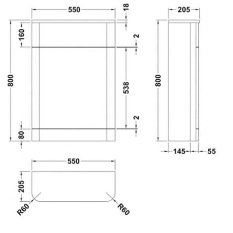 Nuie Parade Back to Wall WC Toilet Unit 550mm Wide - Gloss White