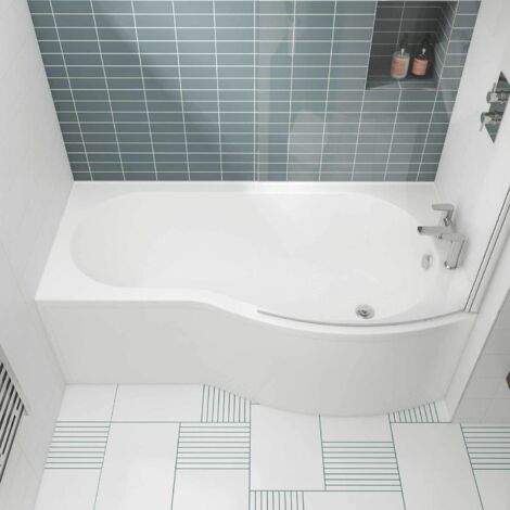 Nuie B-Shaped Shower Bath 1500mm x 735mm/900mm - Right Handed (inc Leg Set)