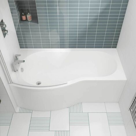 Nuie B-Shaped Shower Bath 1700mm x 735mm/900mm - Left Handed (inc Leg Set)