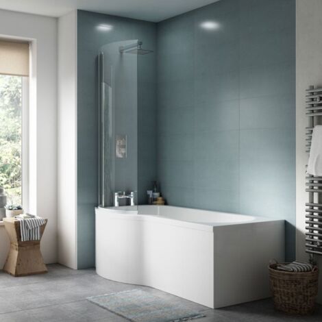 Nuie P-Shaped Shower Bath 1500mm x 700mm/850mm - Left Handed (inc Leg Set)