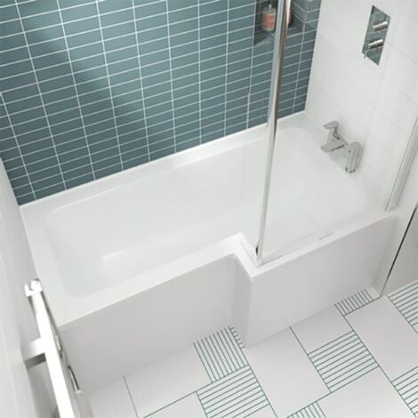 Nuie Square L-Shaped Shower Bath 1600mm x 700mm/850mm - Right Handed (inc Leg Set)