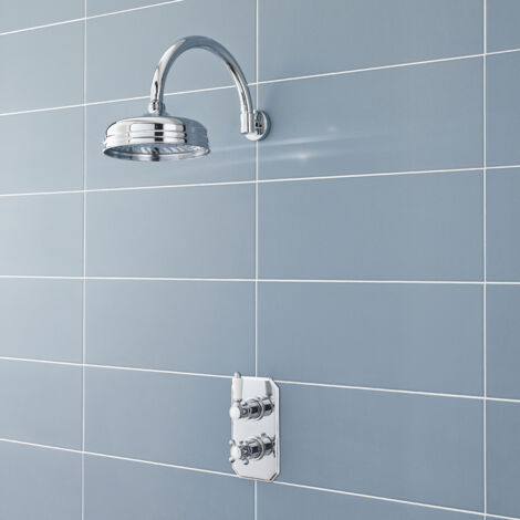 Nuie Edwardian Concealed Shower Mixer with Fixed Head - Chrome (1/5)