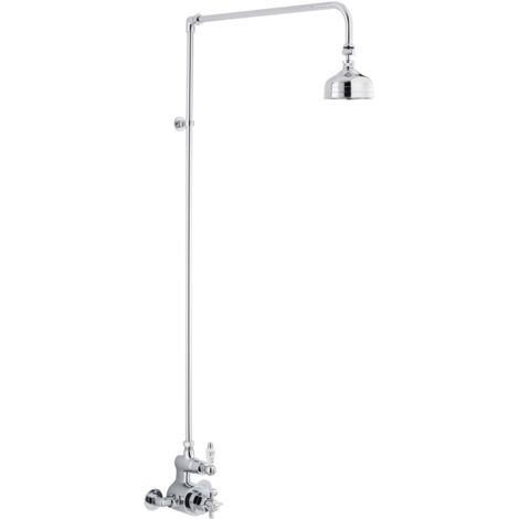 Nuie Edwardian Twin Exposed Thermostatic Shower Valve with Rigid Riser Kit - Chrome (1/2)