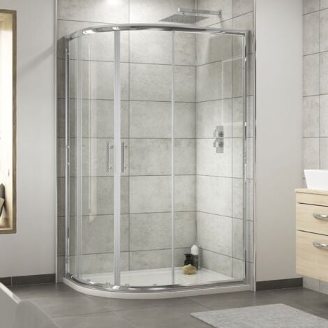 Nuie Pacific Offset Quadrant Shower Enclosure 1200mm x 800mm - 6mm Glass