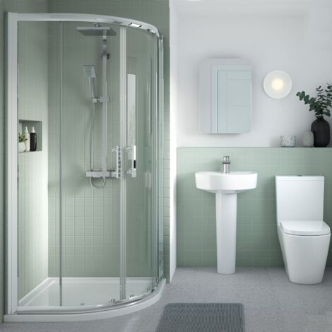 Nuie Pacific Quadrant Shower Enclosure with Tray 900mm x 900mm - 6mm Glass