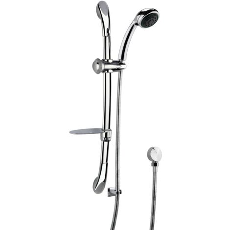 Nuie Luxury Curved Shower Slider Rail Kit 680mm High - Chrome