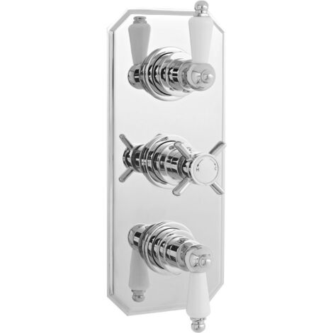 Nuie Beaumont Traditional Concealed Shower Valve Triple Handle - Chrome (1/2)