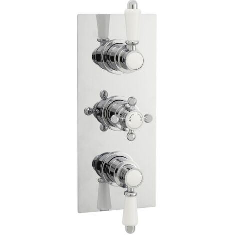 Nuie Edwardian Concealed Shower Valve Triple Handle - Chrome (1/3)