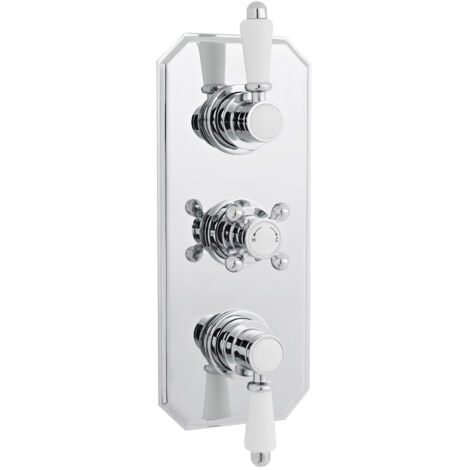 Nuie Victorian Concealed Thermostatic Shower Valve Triple Handle - Chrome (1/2)