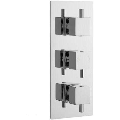 Nuie Chrome Square Triple Concealed Thermostatic Shower Valve with Diverter - JTY311