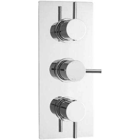 Nuie Quest Rectangular Concealed Shower Valve Triple Handle - Chrome (1/6)