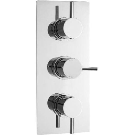 Nuie Chrome Round Concealed Triple Thermostatic Shower Valve with 3 Outlet and Diverter - QUEV56 (1/5)