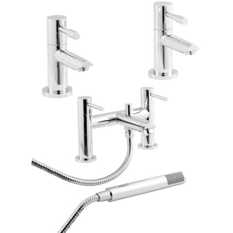 Nuie Series 2 Basin Taps and Bath Shower Mixer Tap Pillar Mounted - Chrome (1/4)
