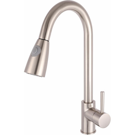 Nuie Kitchen Sink Mixer Tap Pull Out Spray Brushed Steel