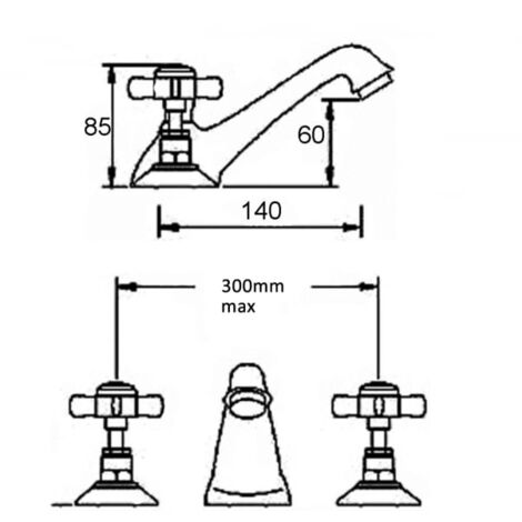 Nuie Traditional 3-Hole Deck Mounted Basin Mixer Tap with Pop Up Waste ...