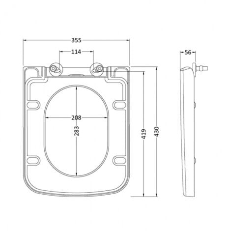 Nuie Square Soft Close Toilet Seat with Top Fix