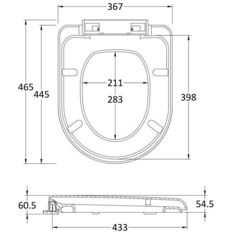 Nuie Standard D-Shape Toilet Seat with Soft Close Hinge - White