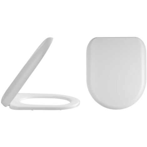 Nuie Luxury D-Shaped Thermoplastic Toilet Seat with Soft Close Hinge - White