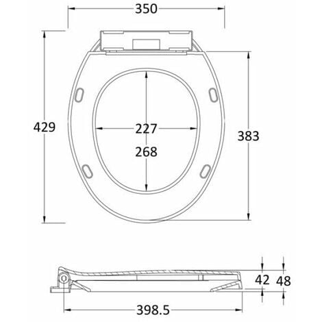 Nuie Round Thermoplastic Bottom Fixing Toilet Seat with Soft Close Hinges - White