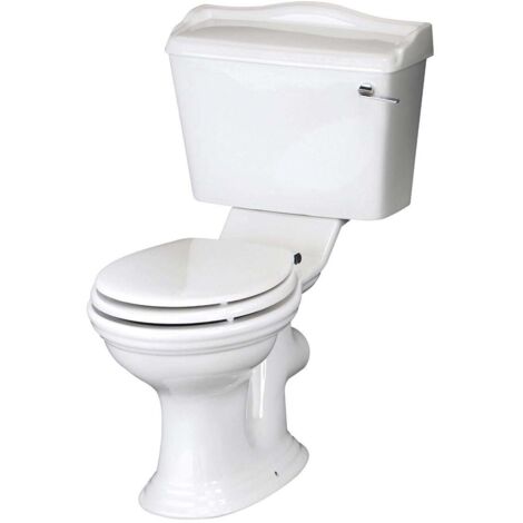 Nuie Traditional Wooden Toilet Seat with Chrome Hinges - White (1/4)