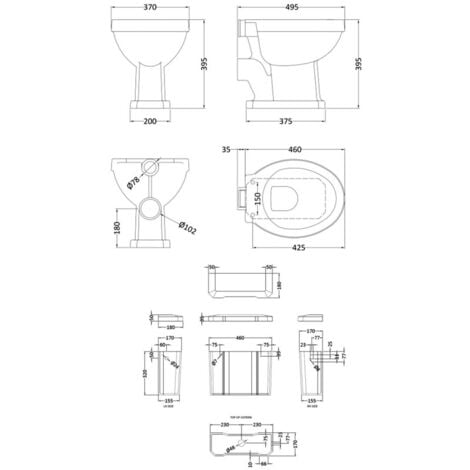 Nuie Richmond High Level Pan and Cistern (Excluding Cistern Bracket, Lever, Flush Pipe Pull Chain and Seat)