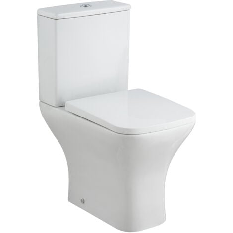 Nuie Ava Close Coupled Rimless Toilet Push Button Cistern - Soft Close Seat