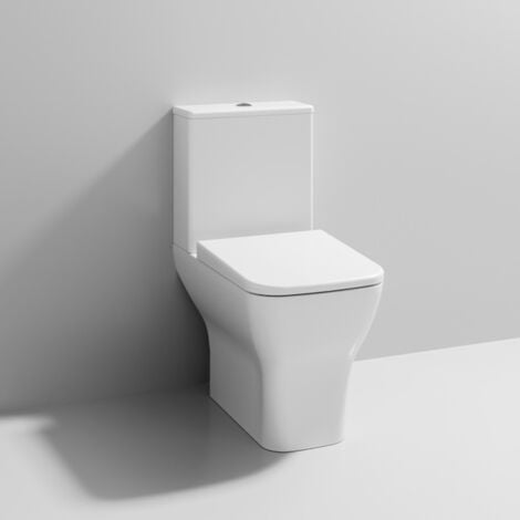 Nuie Ava Close Coupled Rimless Toilet Push Button Cistern - Soft Close Seat
