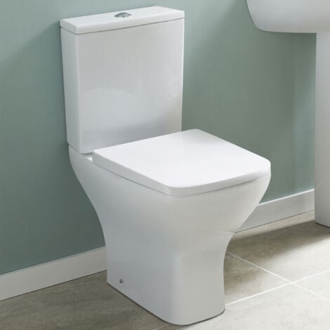 Nuie Ava Close Coupled Rimless Toilet Push Button Cistern - Soft Close Seat