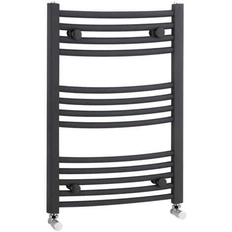 Nuie Curved Heated Towel Rail 700mm H x 500mm W - Anthracite