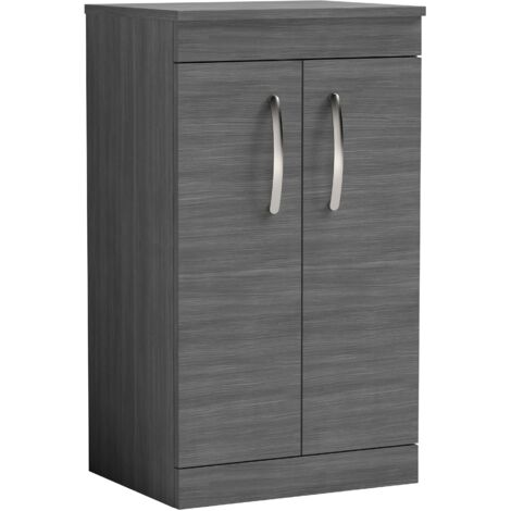 Nuie Athena Floor Standing 2-Door Vanity Unit and Worktop 500mm Wide - Anthracite Woodgrain (1/5)