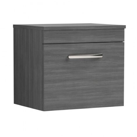 Nuie Athena Wall Hung 1-Drawer Vanity Unit and Worktop 500mm Wide - Anthracite Woodgrain (1/5)