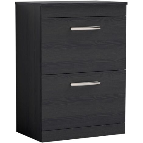 Nuie Athena Floor Standing 2-Drawer Vanity Unit and Worktop 600mm Wide - Charcoal Black (1/5)
