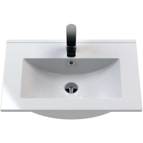Nuie Athena Wall Hung 2-Drawer Vanity Unit with Basin-2 600mm Wide - Anthracite Woodgrain