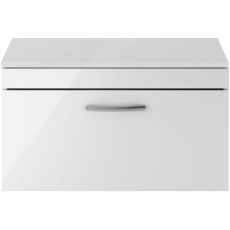 Nuie Athena Wall Hung 1-Drawer Vanity Unit and Worktop 800mm Wide - Gloss White
