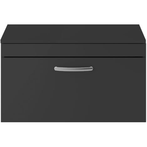 Nuie Athena Wall Hung 1-Drawer Vanity Unit and Worktop 800mm Wide - Gloss Grey (1/5)