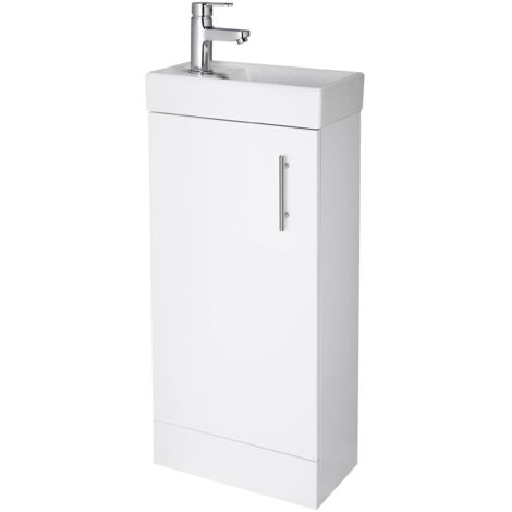 Nuie Vault Gloss White 400mm Slimline Vanity Unit and Basin - NVX192