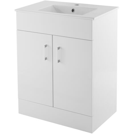 Nuie Eden Floor Standing 2-Door Vanity Unit with Basin-2 600mm Wide - Gloss White