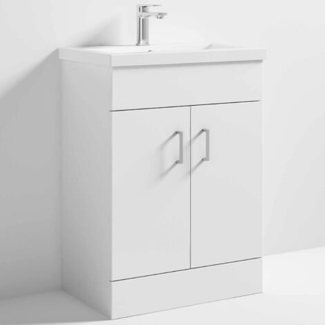 Nuie Eden Floor Standing 2-Door Vanity Unit with Basin-2 600mm Wide - Gloss White
