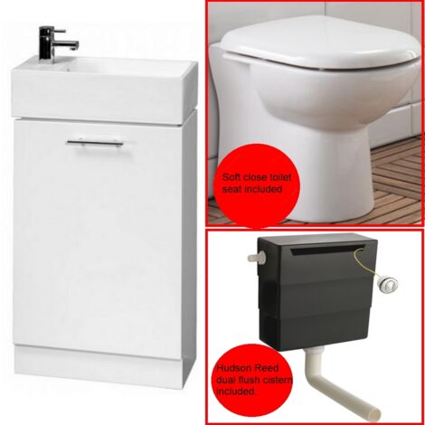 Nuie Mayford Floor Standing 1-Door Vanity Unit with Basin 480mm Wide - Gloss White (1/5)